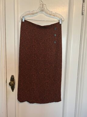 Rachel Brown Floral Pull On Midi Skirt Sz Large